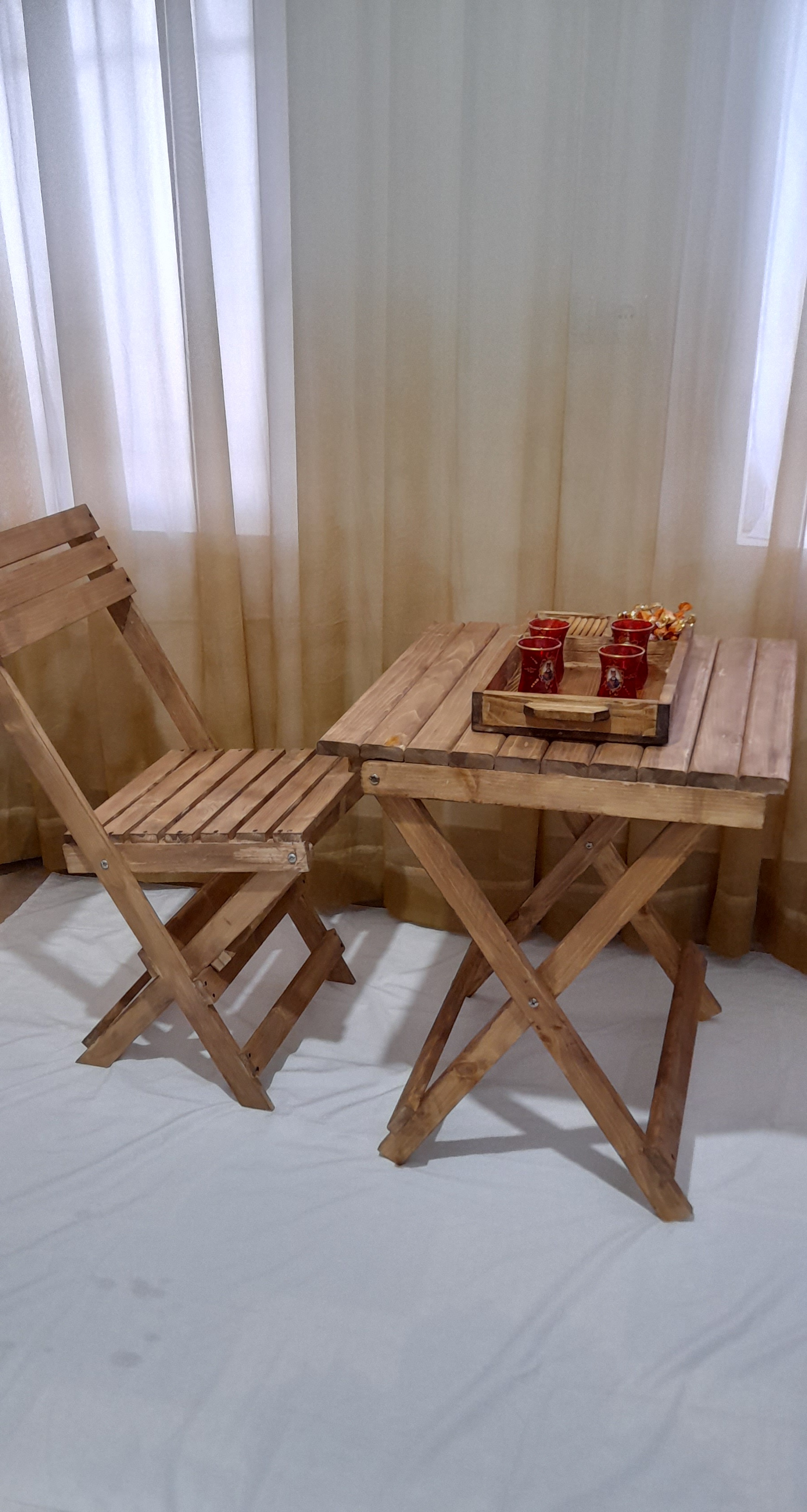میزوصندلی یک نفره تاشو کم حجم چوب روس فروش ویژه عید نوروز (خرید مستقیم از تولیدکننده)